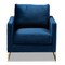 Baxton Studio Matteo Royal Blue Velvet Upholstered Gold Finished Armchair 156-9782 - alternate 7